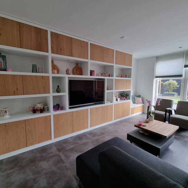 TV meubel eiken met wit maatwerk
