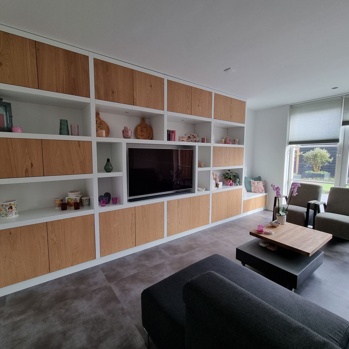 TV meubel eiken met wit maatwerk